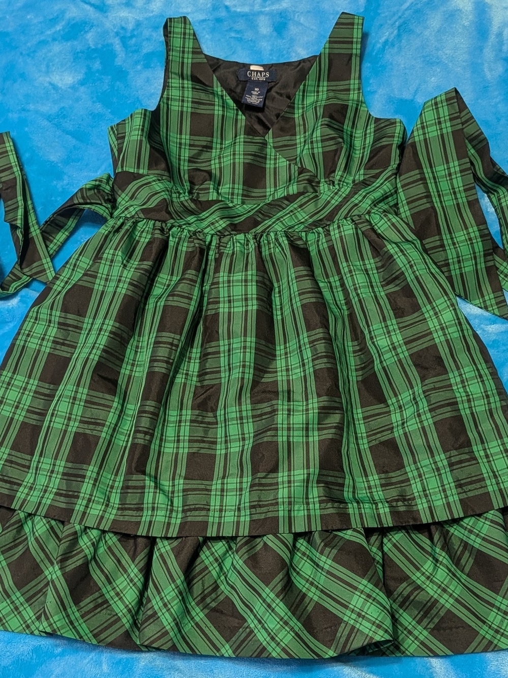 🍀🖤 Black & Green Plaid V-Neck Sleeveless Dress 🖤🍀